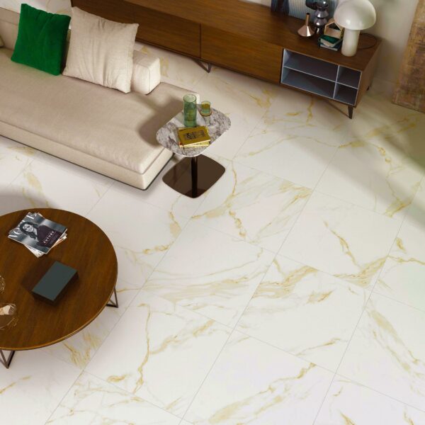 Marmerlook 60x120 Marble Tejos Golden White Glans - Afbeelding 2